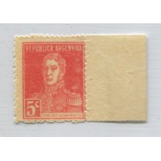 ARGENTINA 1924 GJ 589SG ESTAMPILLA VARIEDAD IMPRESO SOBRE LA GOMA NUEVA MINT U$ 40 +